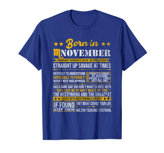 Born in November Scorpio Horoscope Birthday Gift T-Shirt