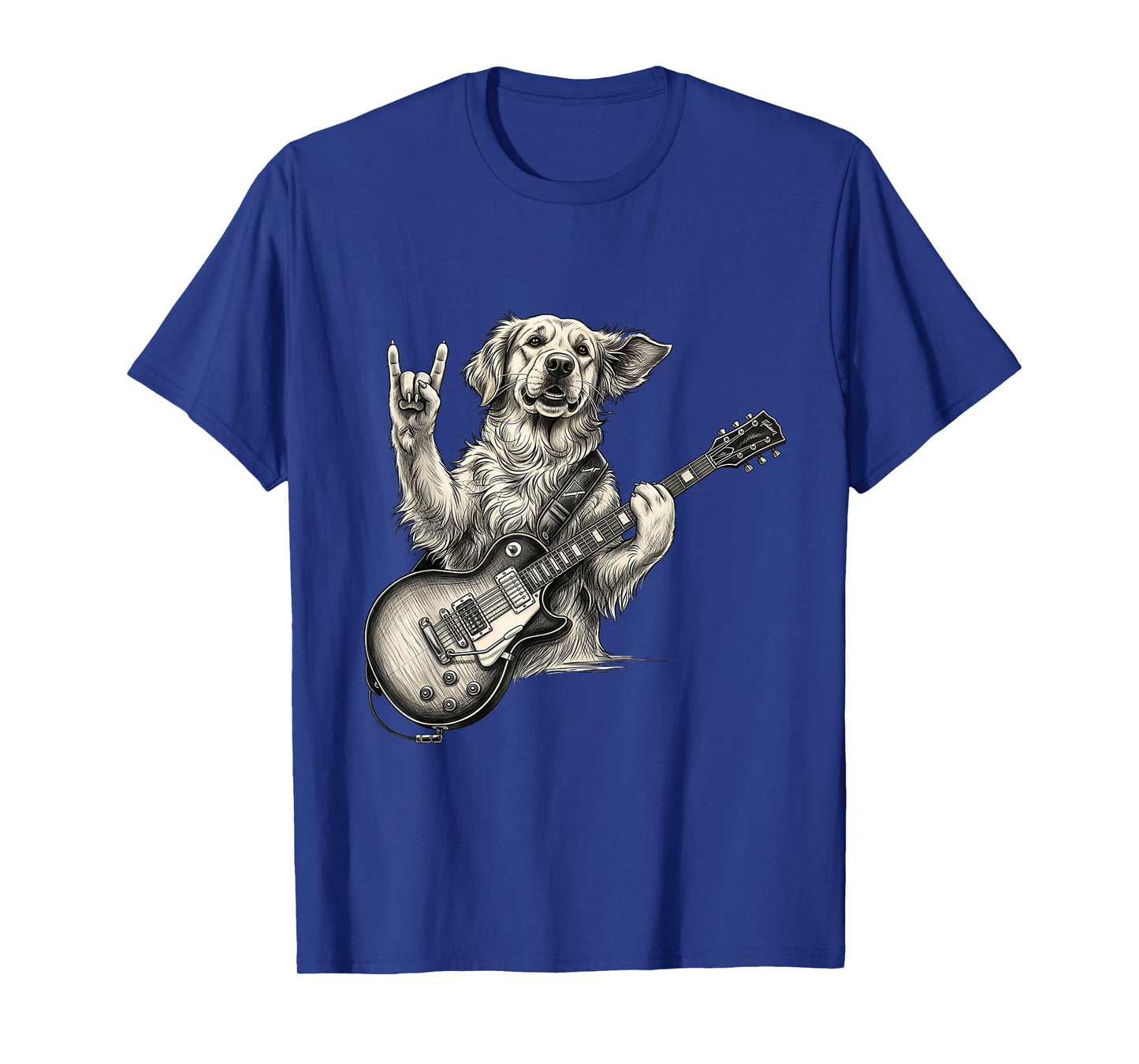Golden Retriever Playing Guitar Rock Music Dog Mom Dad T-Shirt