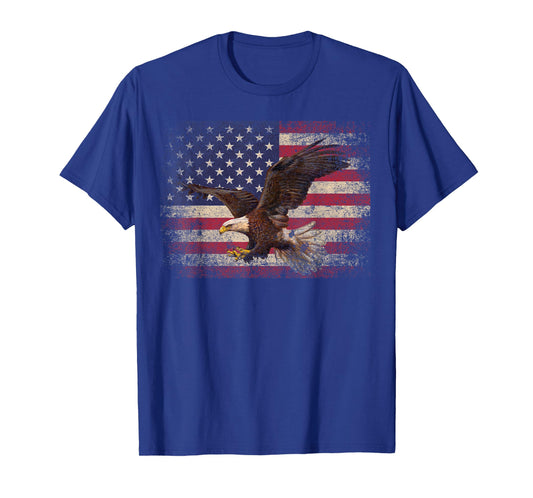 Bald Eagle 4th of July American Flag Country T-Shirt Small
