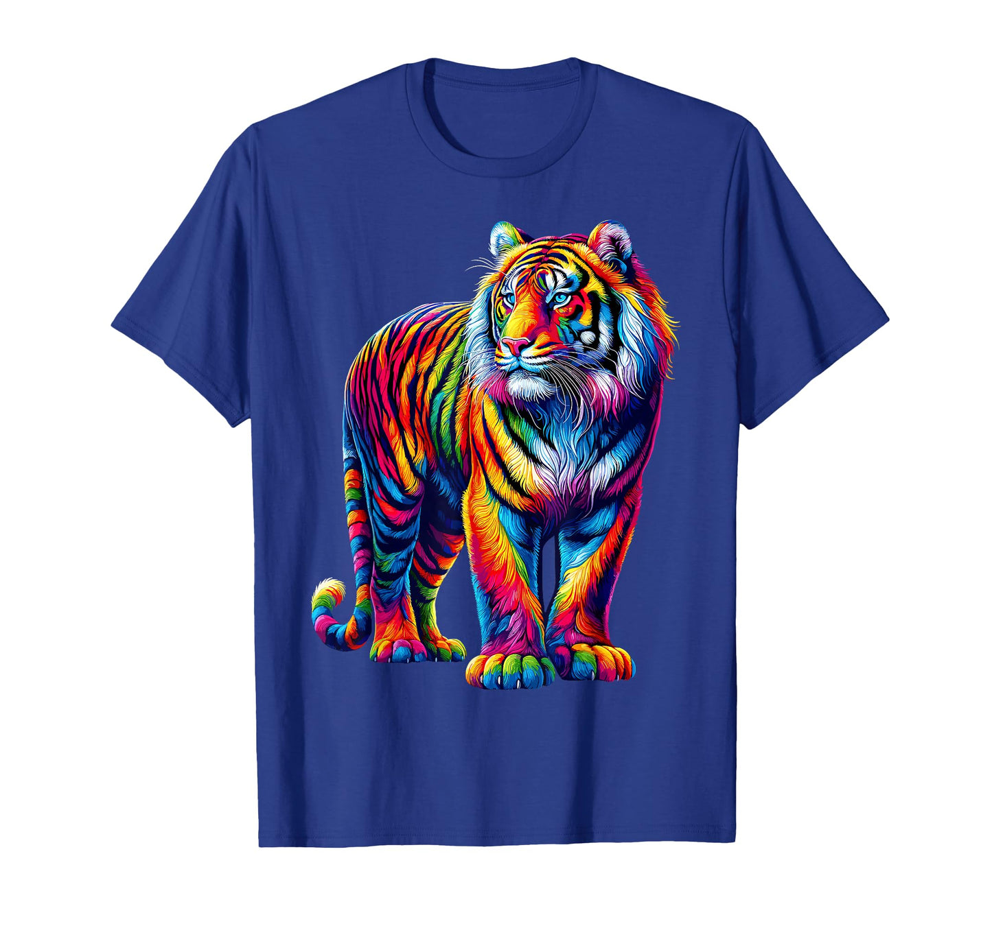 Vibrant Colorful Tiger Art Shirt Rainbow Wild Cat Animal T-Shirt
