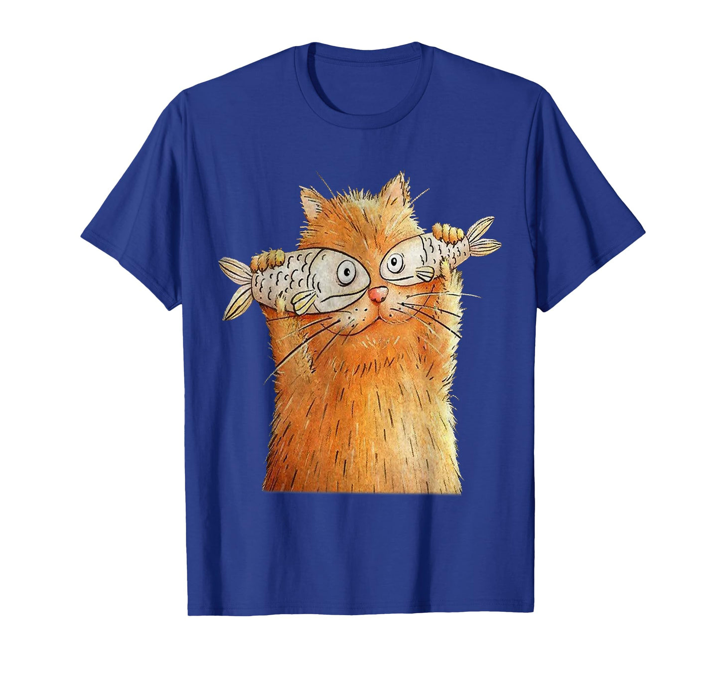 Vintage Cute Funny Cat With 2 Fishes On Eyes Lover Whimsical Men Women T-Shirt