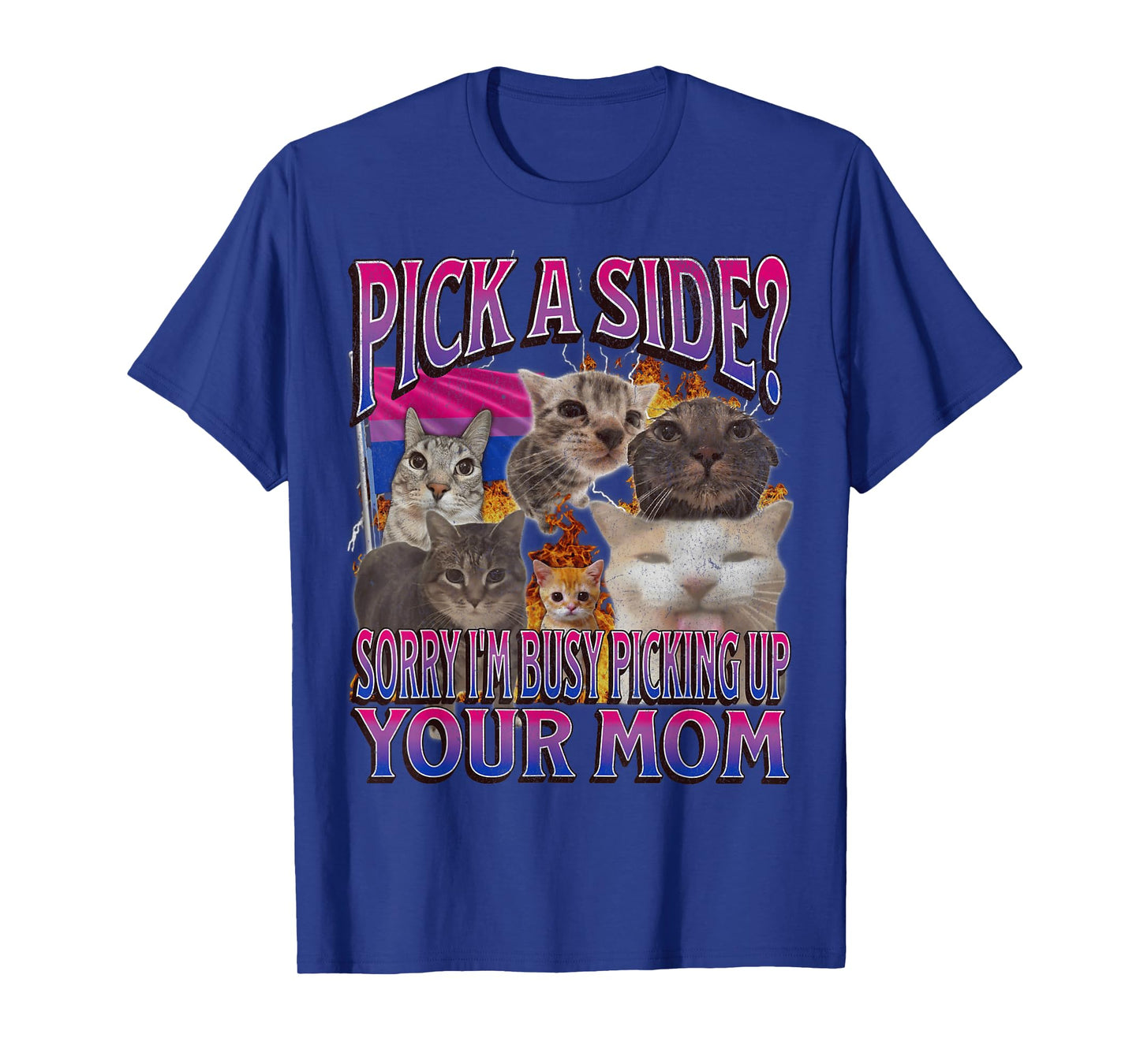 Pick A Side? Funny Bisexual Lgbtq Cat Meme Bootleg Graphic T-Shirt