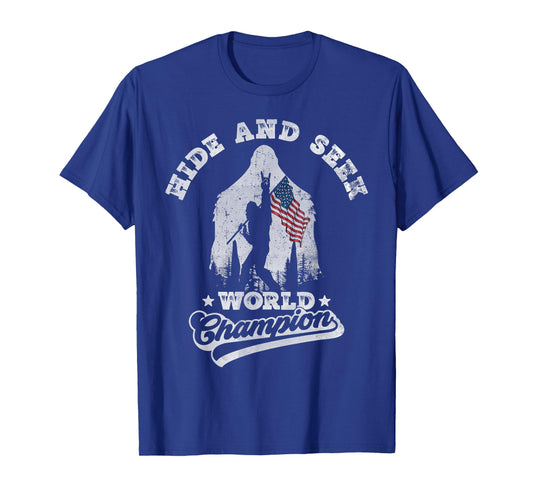 Bigfoot Hide And Seek World Champion USA Flag Sasquatch T-Shirt