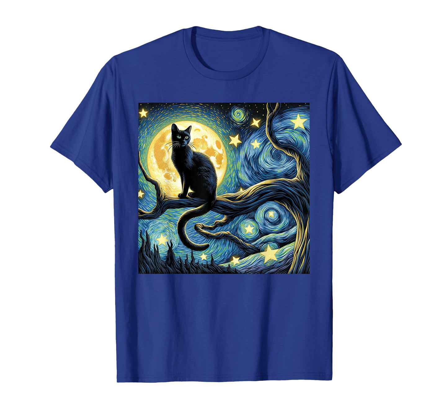 Cat Starry Night Van Gogh Cat Art Funny T-Shirt