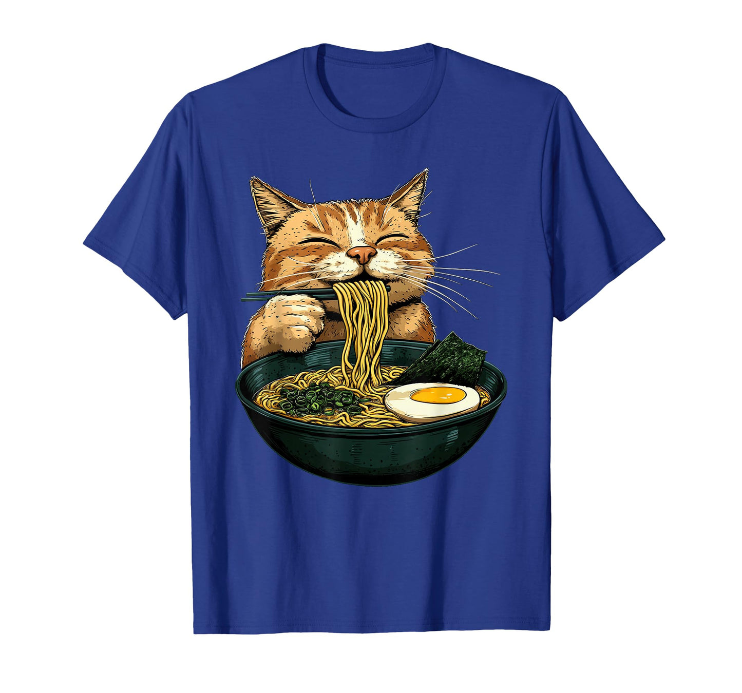 Funny Cat Eating Ramen Japanese Graphic Tee Anime Kawaii Cat T-Shirt