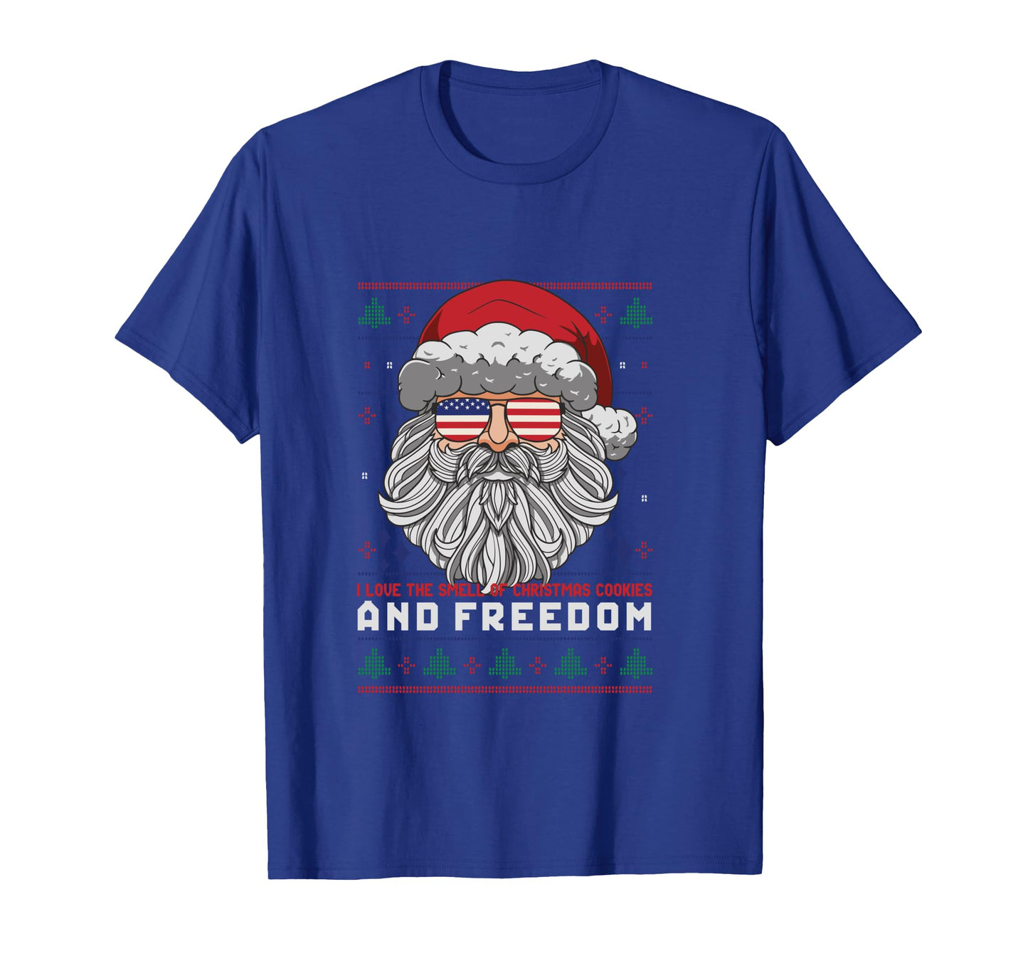 Funny Santa American Flag Freedom Patriotic Merry Christmas Long Sleeve T-Shirt