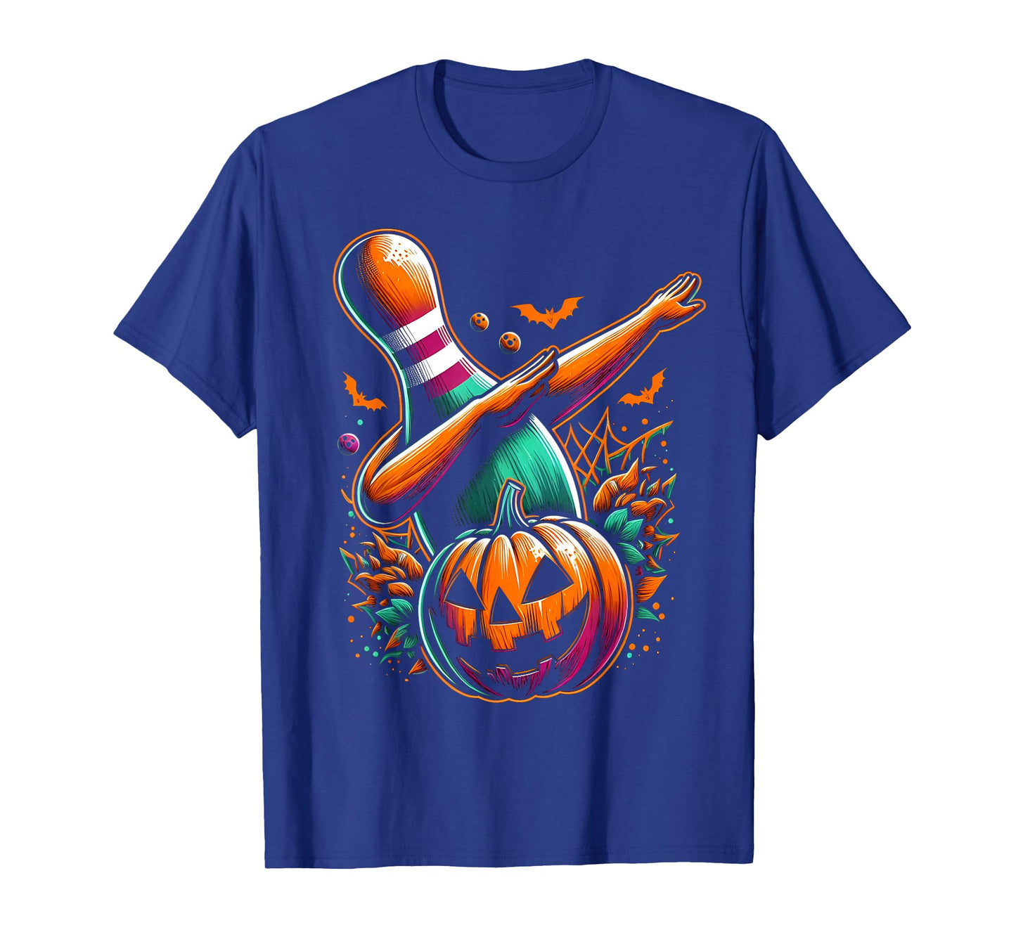 Dabbing Bowling Pin Pumpkin Spooky Halloween Bowling Costume T-Shirt
