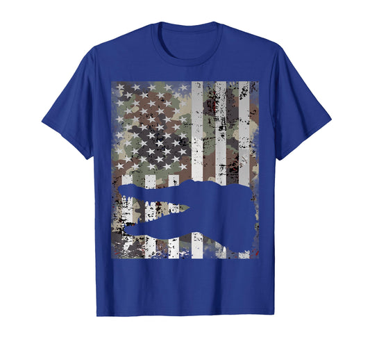 Camo US Flag Alligator Gator Camouflage Hunting Gift T-Shirt