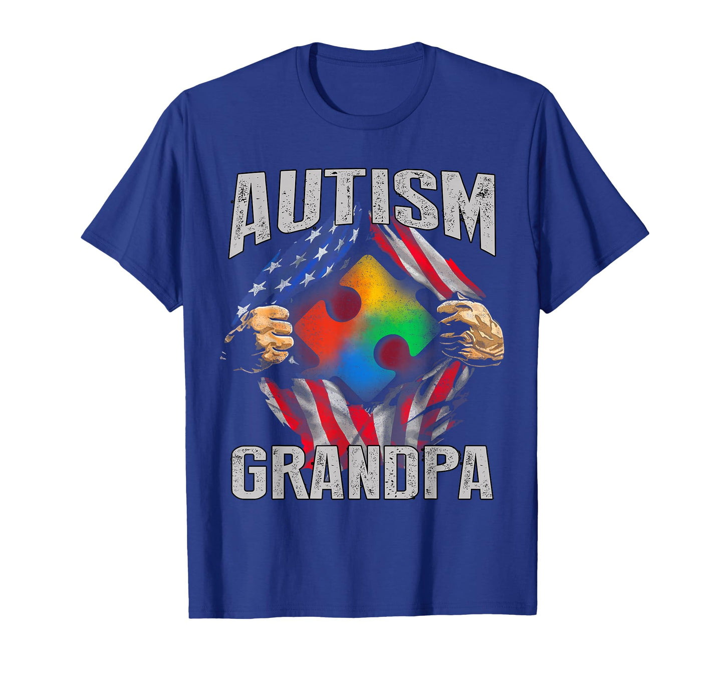 Autism Grandpa American Flag Autism Awareness T-Shirt T-Shirt