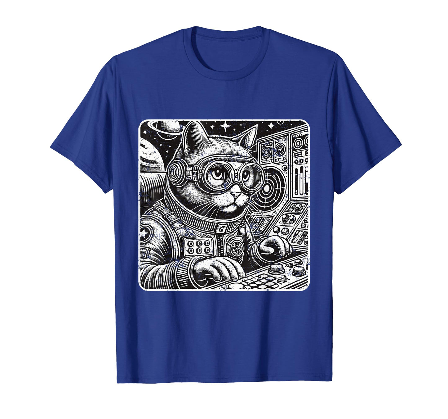 Cyberpunk Cat Shirt Vintage Outer Space Astronaut Cat Lover Men Women Girls Kids T-Shirt
