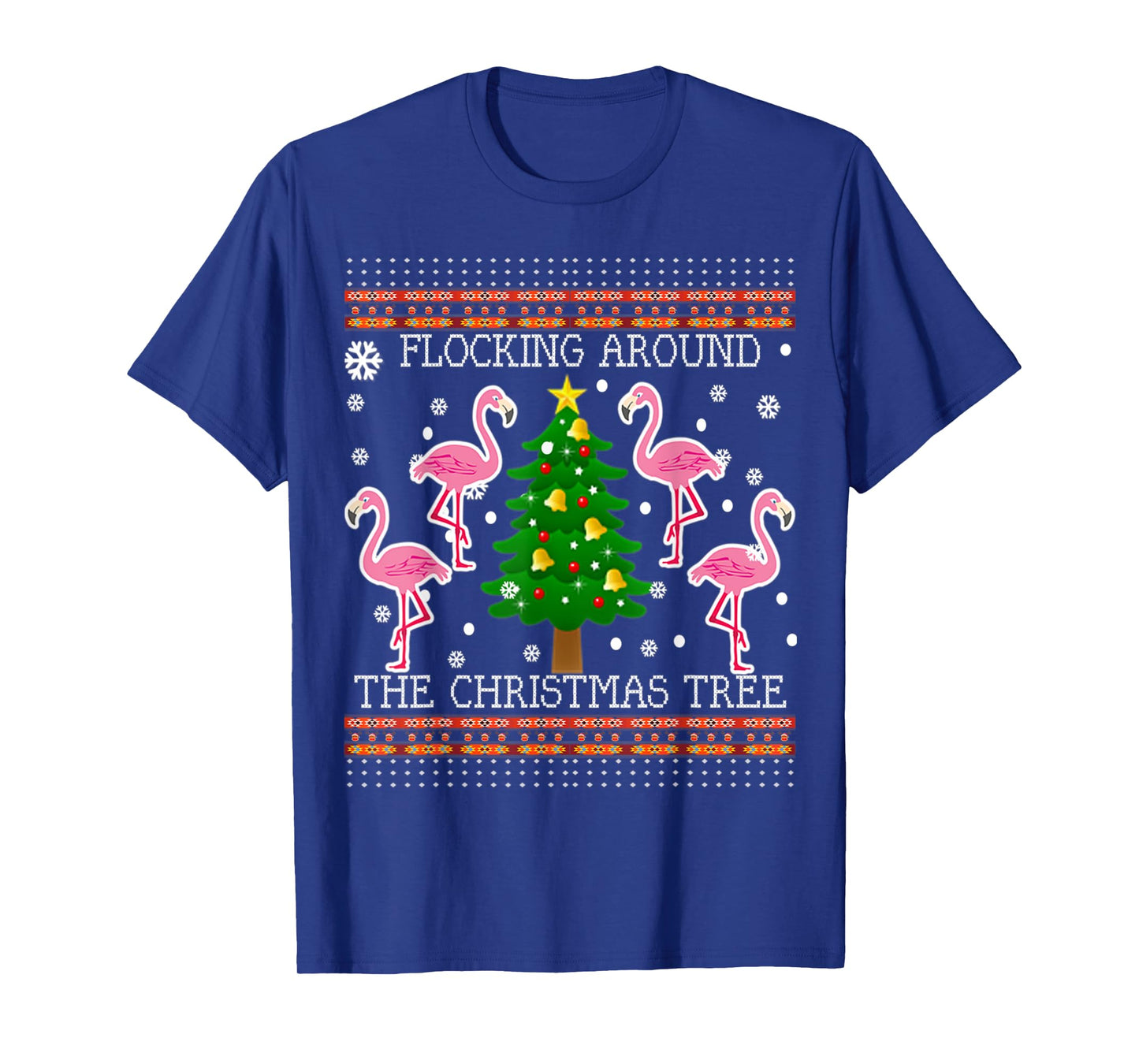 Funny Flamingo Christmas Tree Shirt-Flocking Around TShirt T-Shirt