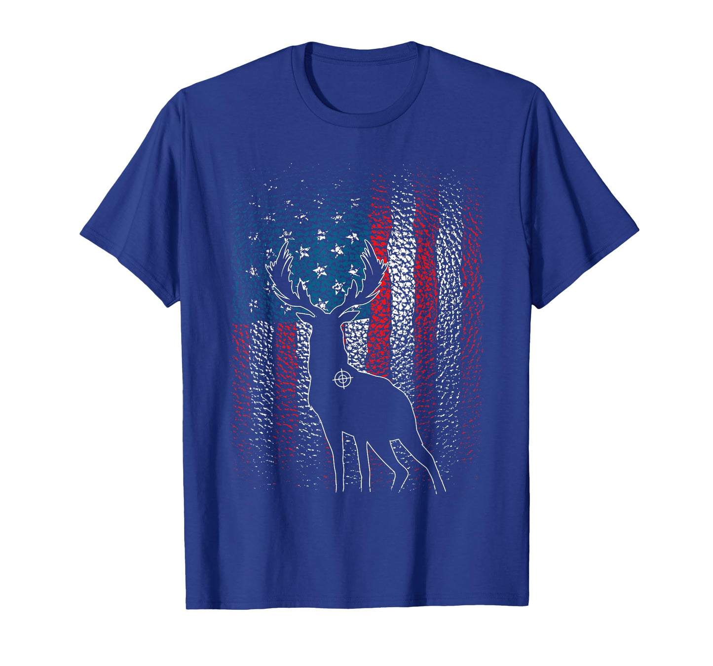 Deer Hunting American Flag Whitetail Buck Antlers Hunter Men T-Shirt