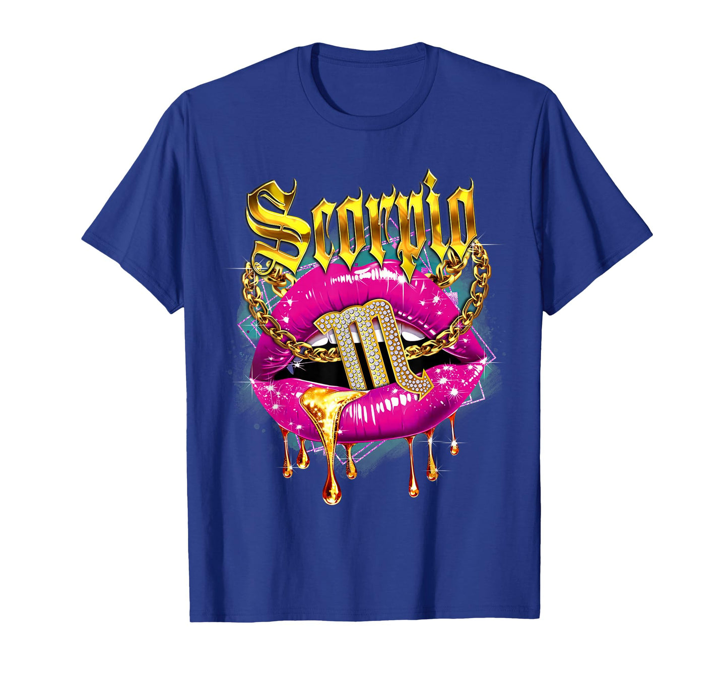 Scorpio Queens Birthday Pink Lips Afro Girls Scorpio Zodiac T-Shirt