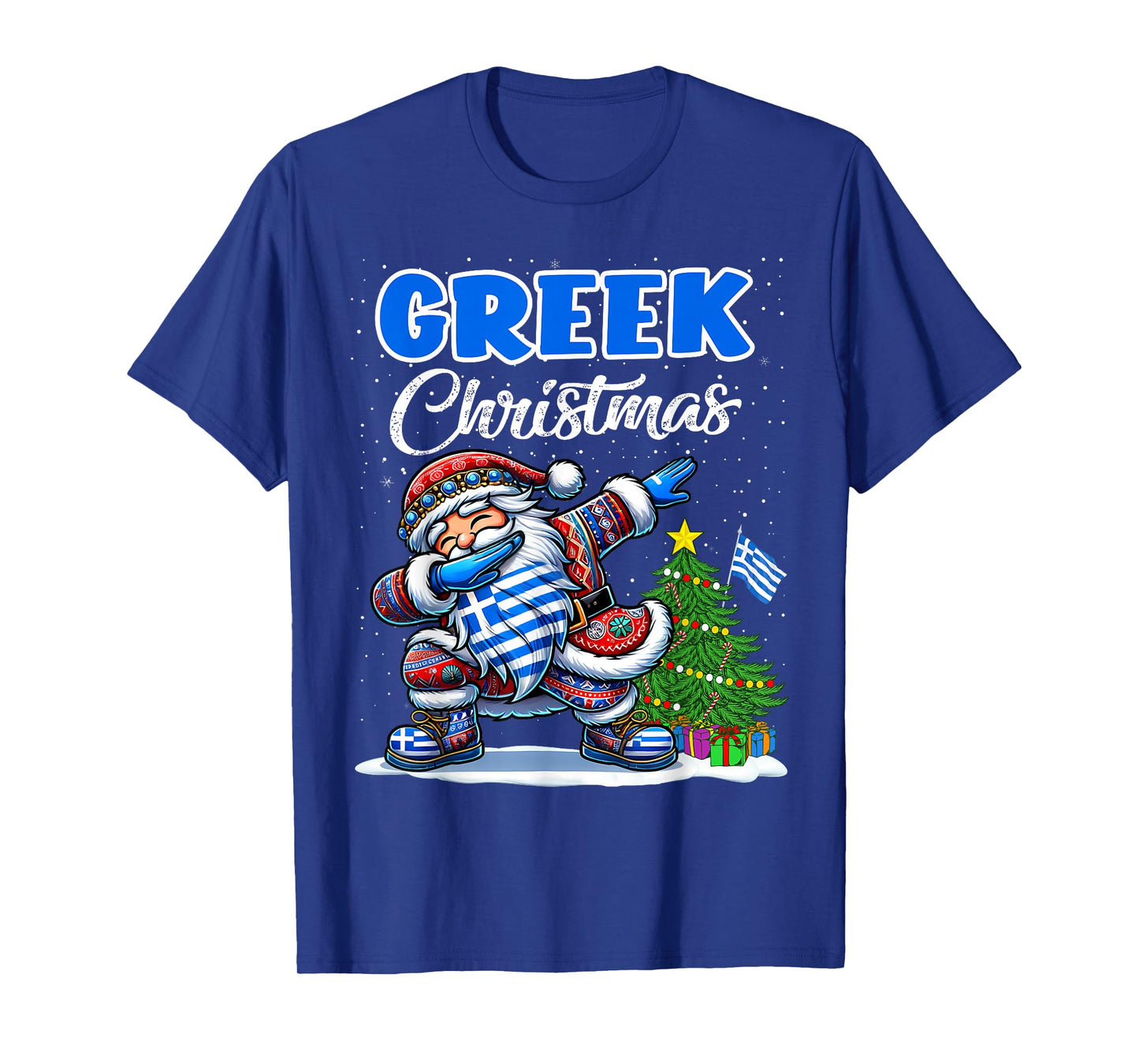 Greece Dabbing Santa Christmas Greece Flag for Kids T-Shirt