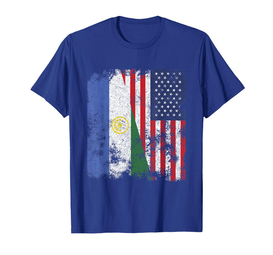 Bashkortostan USA Flag Distressed - Half American Women Kids Men T-Shirt