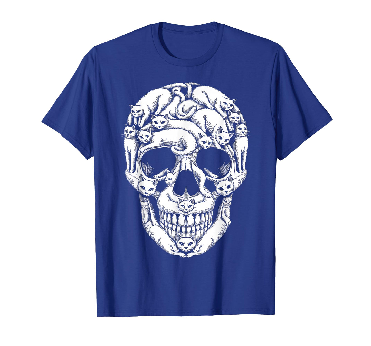 Cat Skull Kitty Skeleton Halloween Goth Punk Girl Teens T-Shirt