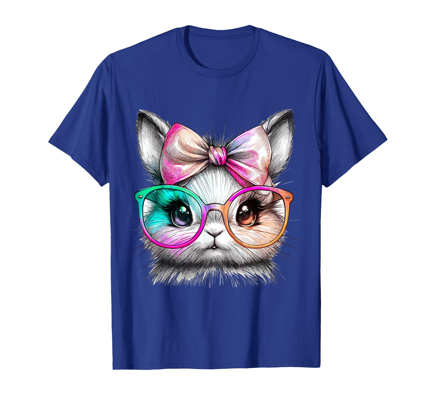 Cute Rabbit with Glasses Tie-Dye Easter Day Bunny T-Shirt