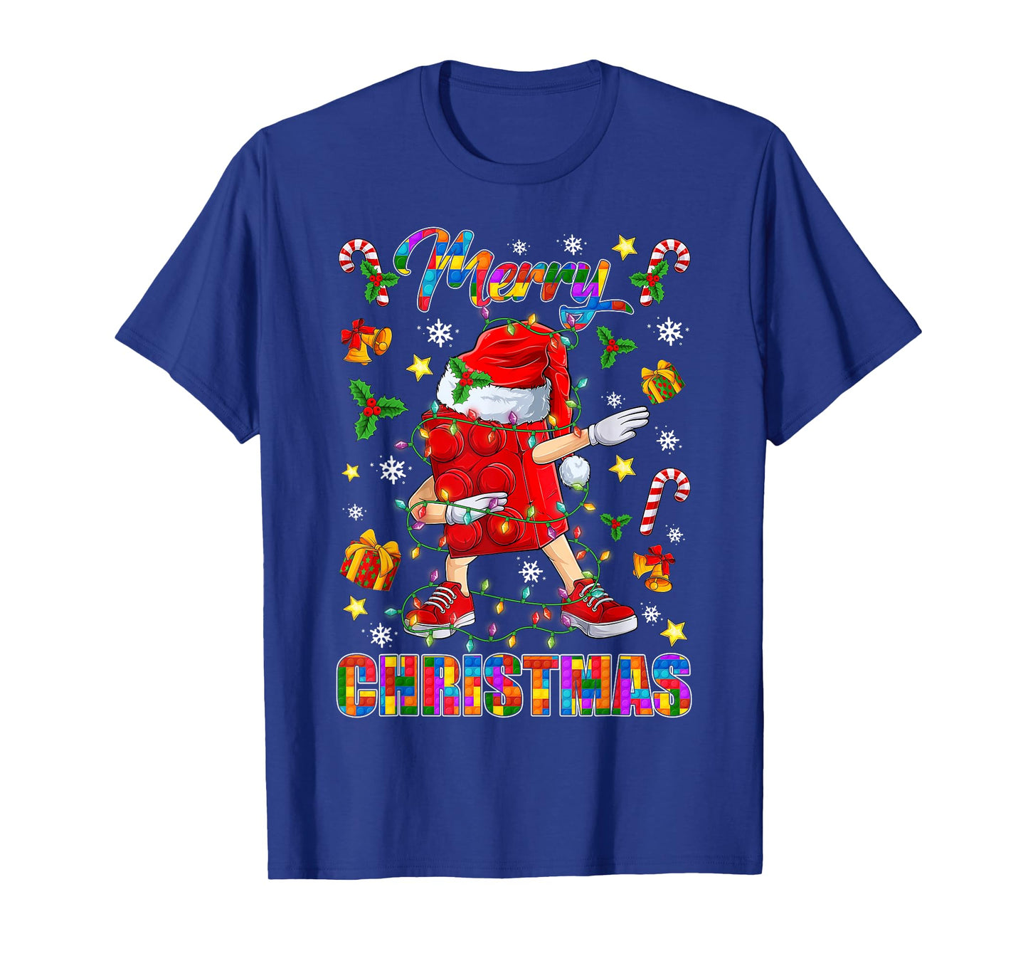 Merry Christmas Dabbing Blocks Building Master Builder Boys T-Shirt