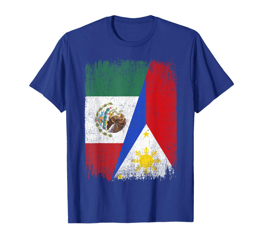 Half Mexico Philippines Flag Mexican Filipino Roots T-Shirt