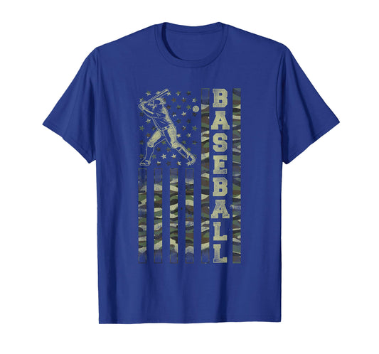 Baseball Fan Usa American Flag Camo Camouflage T-Shirt