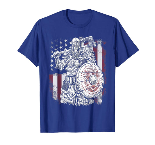 Berserker American Flag Viking Valhalla North Myths Celtic T-Shirt for Women Men