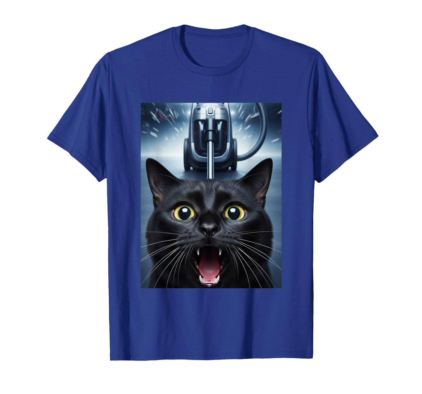 Funny Black Cat Selfie with Vacuum Chase Meme T-Shirt