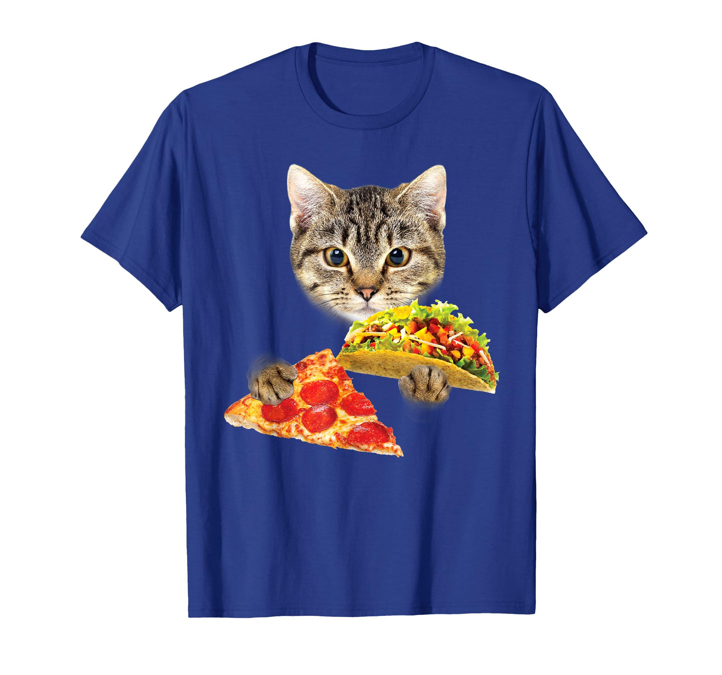 Cat Eating Taco and Pizza Shirt, Funny Kitty by Zany Brainy T-Shirt for Men Women Kids