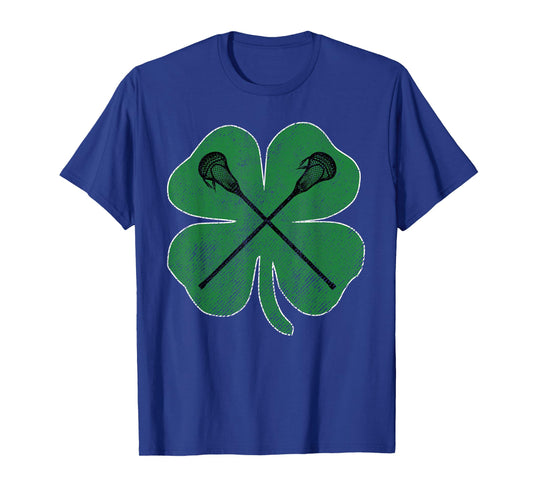 St Patrick's Day Green Shamrock Lacrosse Irish Men Boys T-Shirt