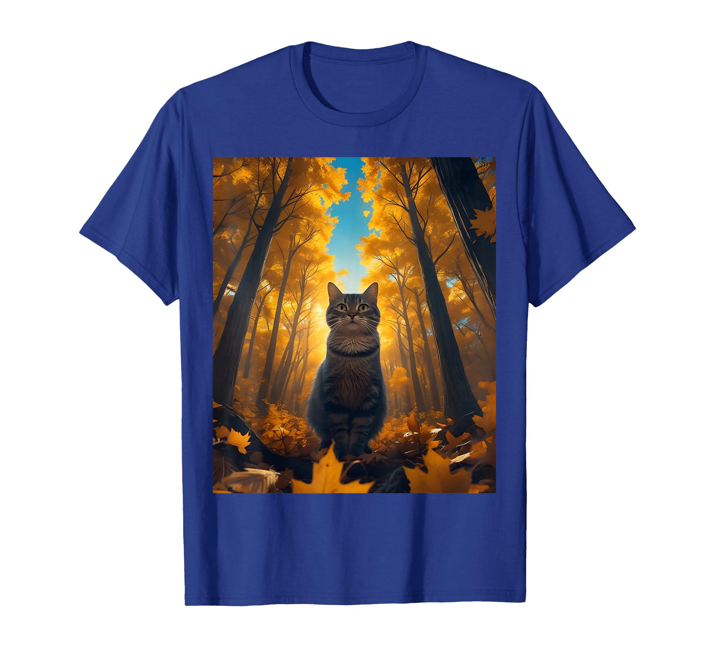 Cute Cat Selfie Kitten Fall Leaves Autumn Animal Lovers T-Shirt