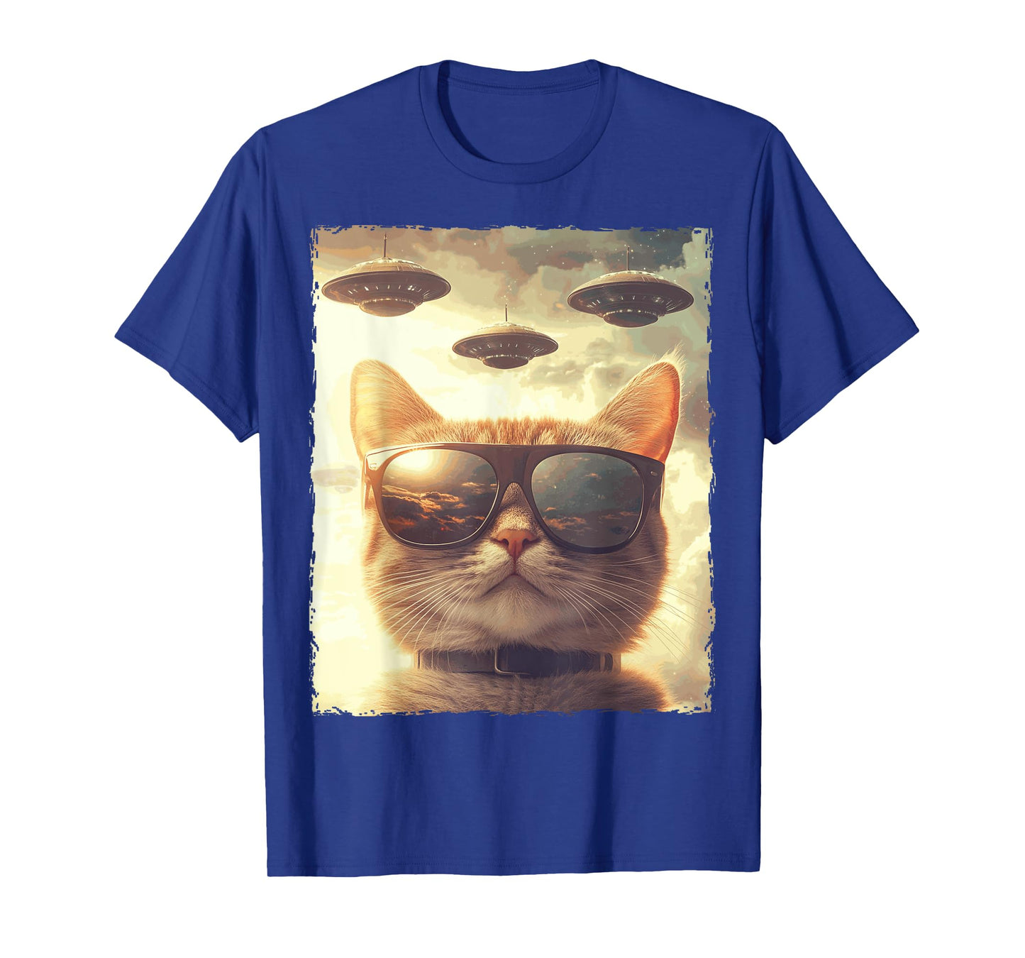 Funny Cat Sunglasses Selfie Ufos T-Shirt