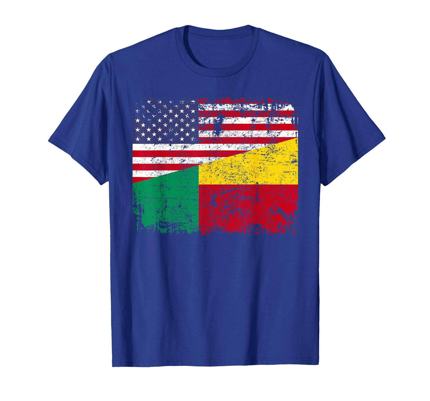 BENINESE ROOTS | Half American Flag | BENIN FLAG T-Shirt
