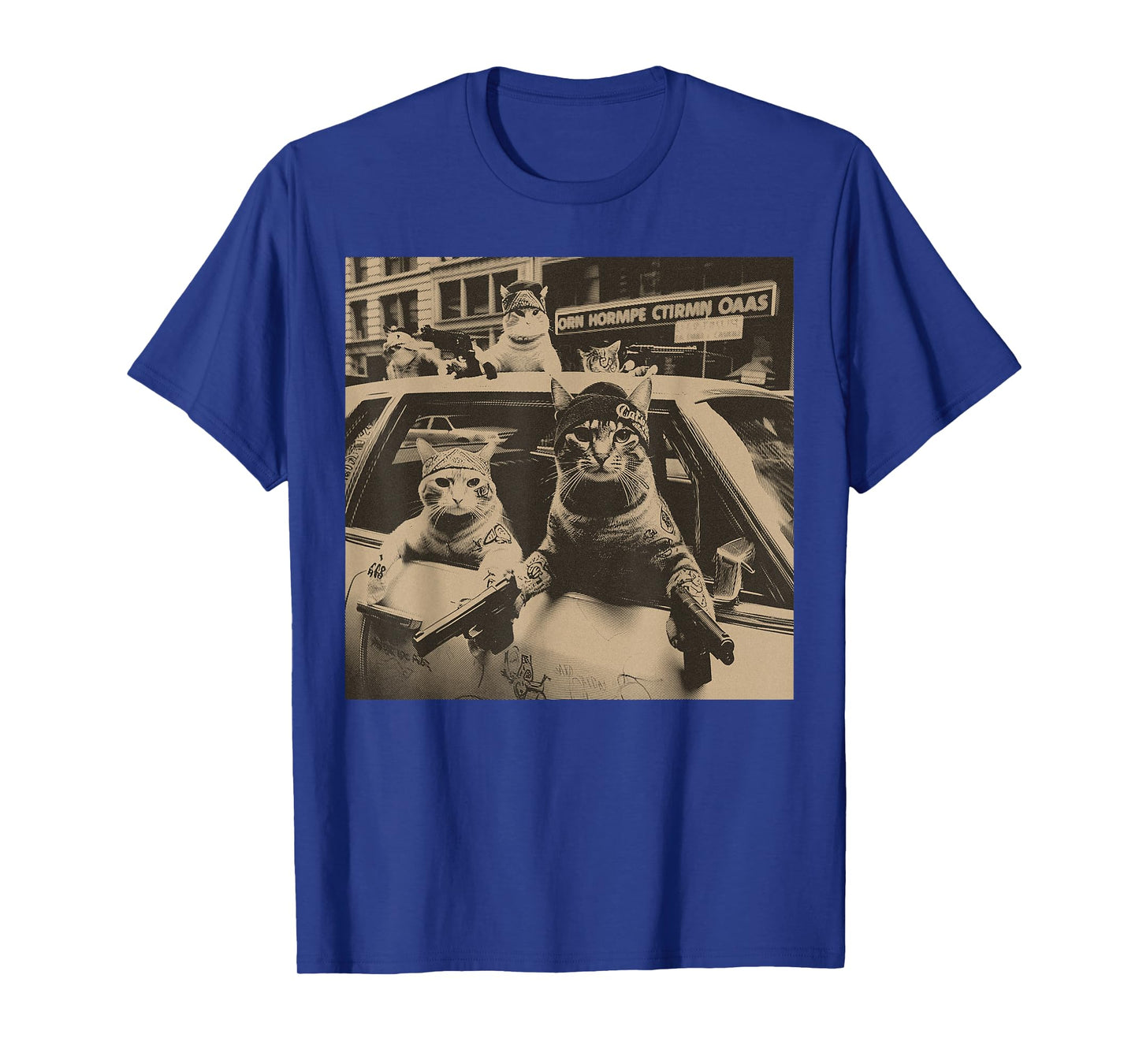 Funny Cat Gang Meme Street Sarcastic Vintage T-Shirt