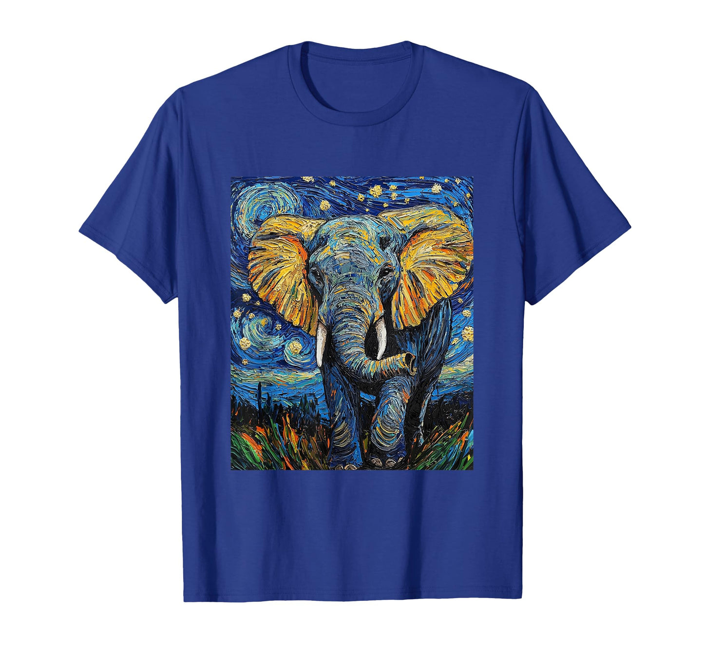 Cute Elephant Africa - Van Gogh Style - Starry Night T-Shirt