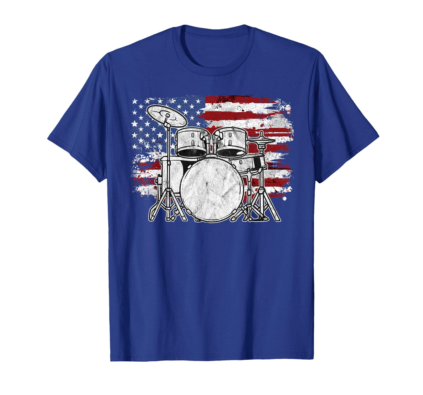 Drummer Drum Set Drums USA Flag American 4th Of July Gift T-Shirt for Women Girls Kids Men