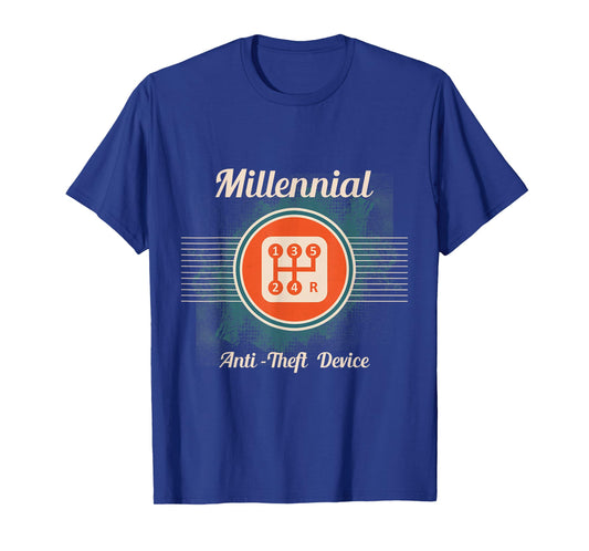 Automotive Millennial Gear Shift, Anti Theft Vehicle T-Shirt