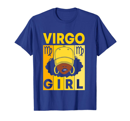 Virgo Girl Dope Afro Black Woman With Cap Zodiac Sign Long Sleeve T-Shirt