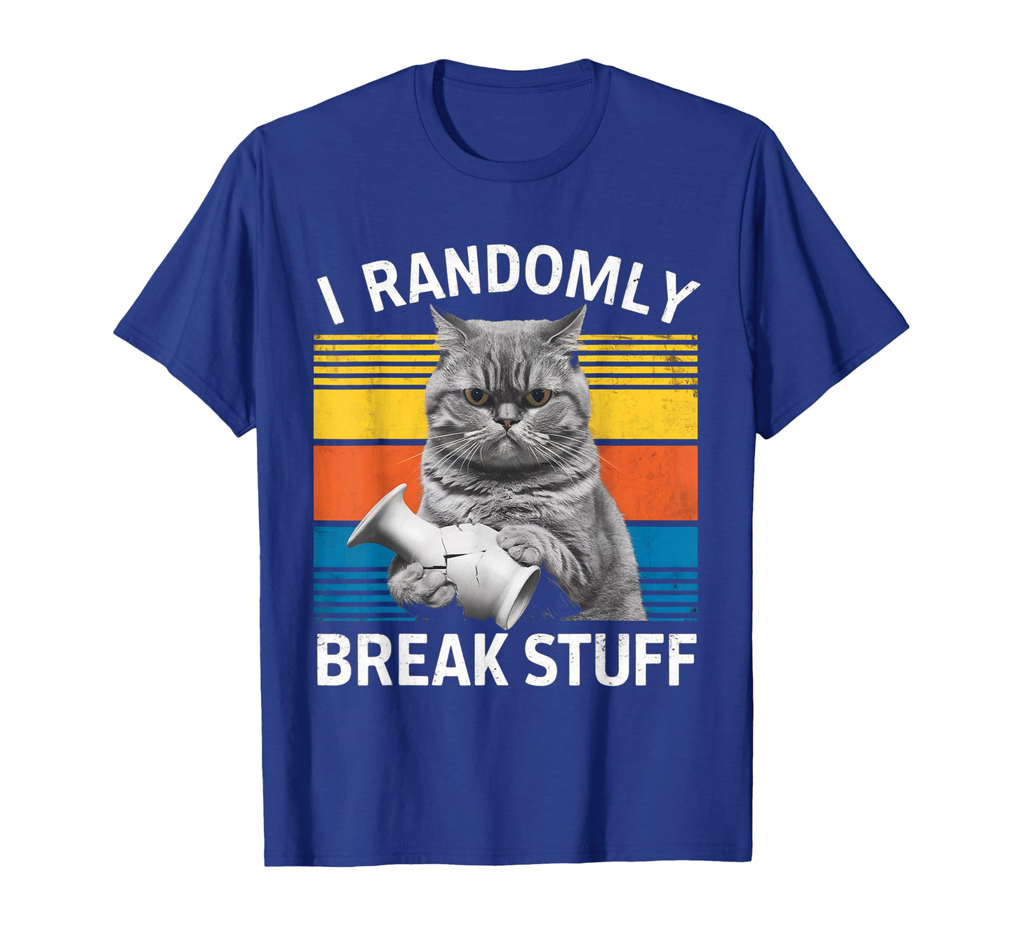 I Randomly Break Stuff Retro Vintage Funny Cat T-Shirt