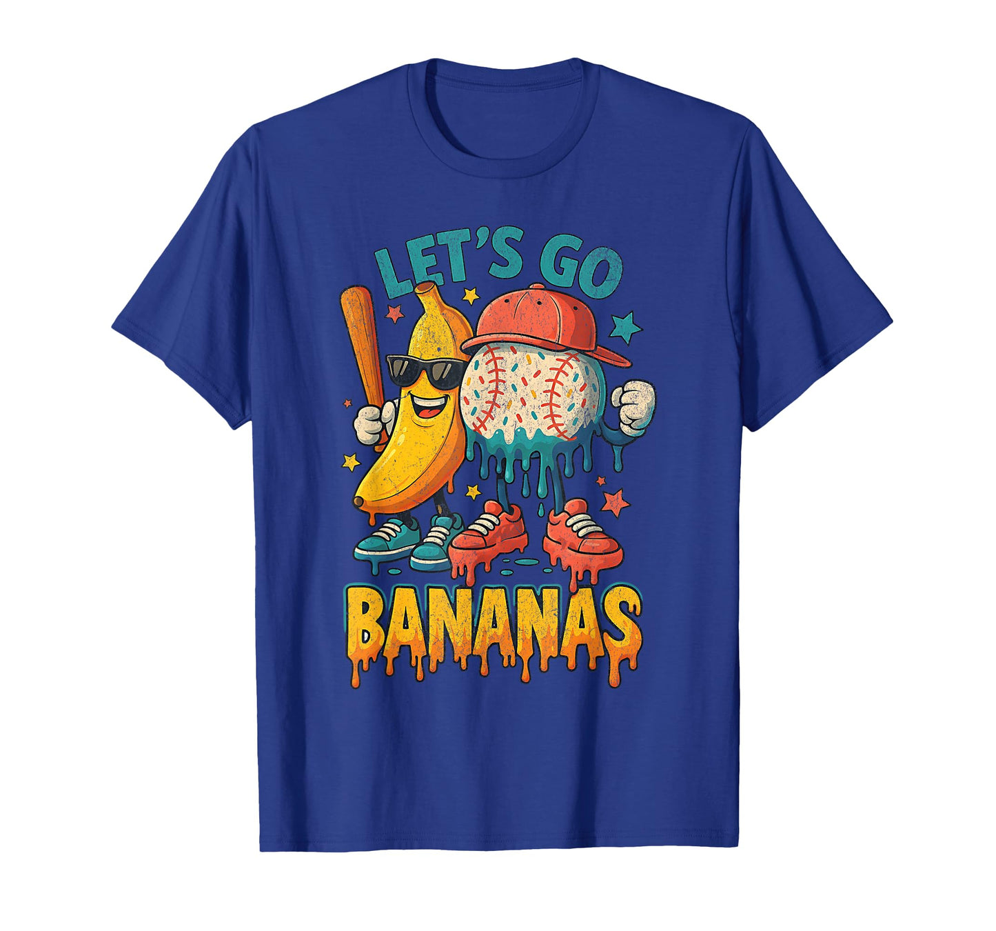 Baseball Banana Funny Sports Drip Art for Kids T-Shirt