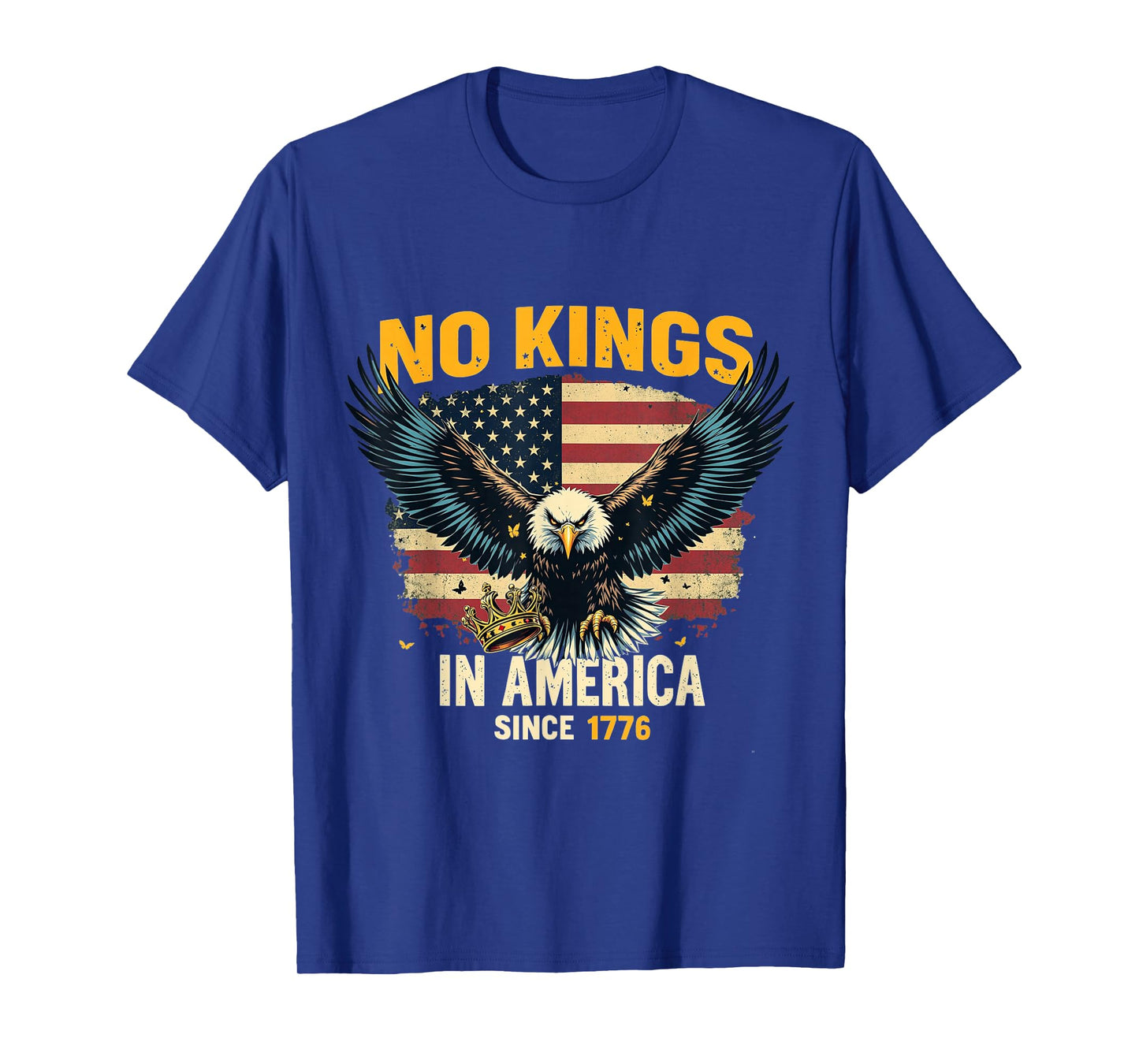 No Kings in America Since 1776 Distressed USA Flag Vintage T-Shirt