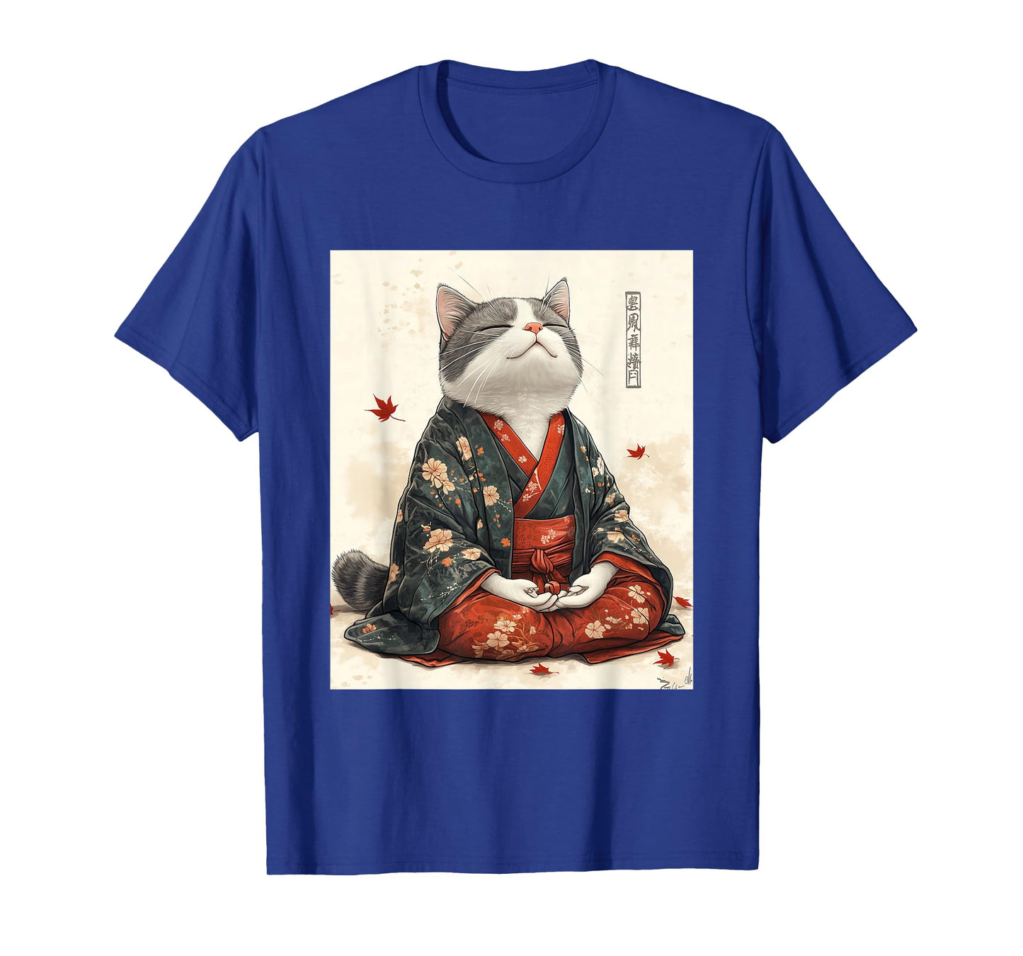 Zen Cat T-Shirt - Meditating Japanese Art Style Graphic Tee T-Shirt