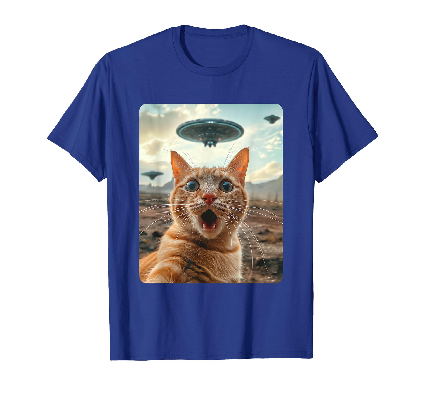 Extraterrestrial Encounter: Cat Selfie with UFO T-Shirt