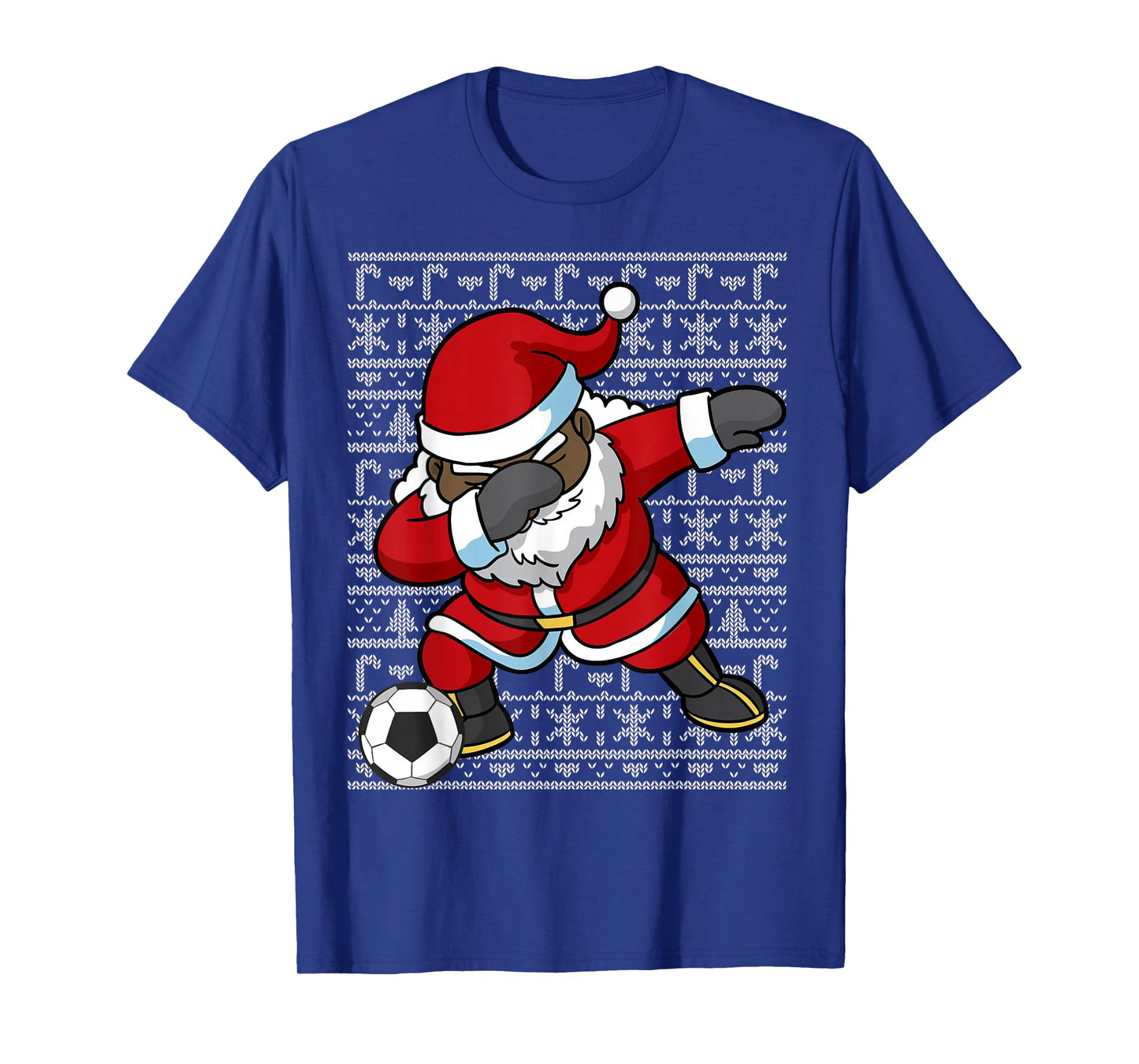 Black African American Santa Claus Soccer Ugly Christmas T-Shirt