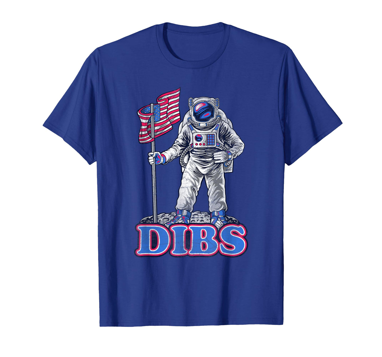 American Flag Astronaut Moon Dibs Red White Blue 4th of July T-Shirt for Women Kids Men