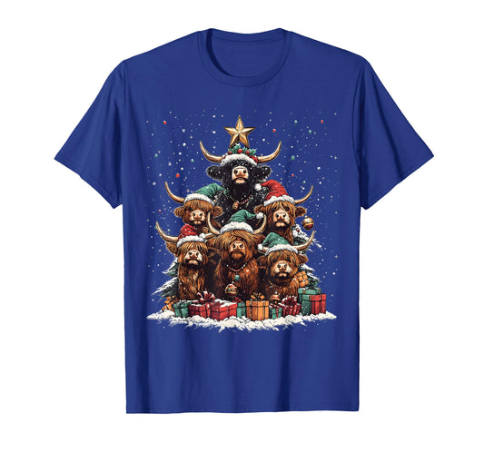 Highland Cow Christmas Tree Ornament Decor Xmas T-Shirt
