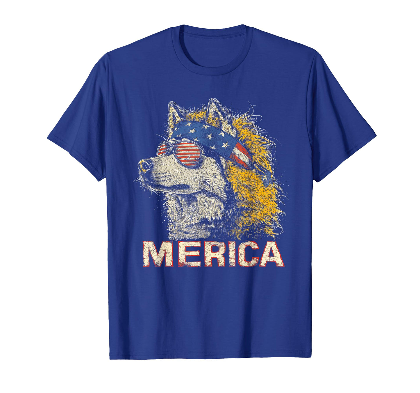 Siberian Husky Dog - Patriotic USA 4th of July American Flag T-Shirt