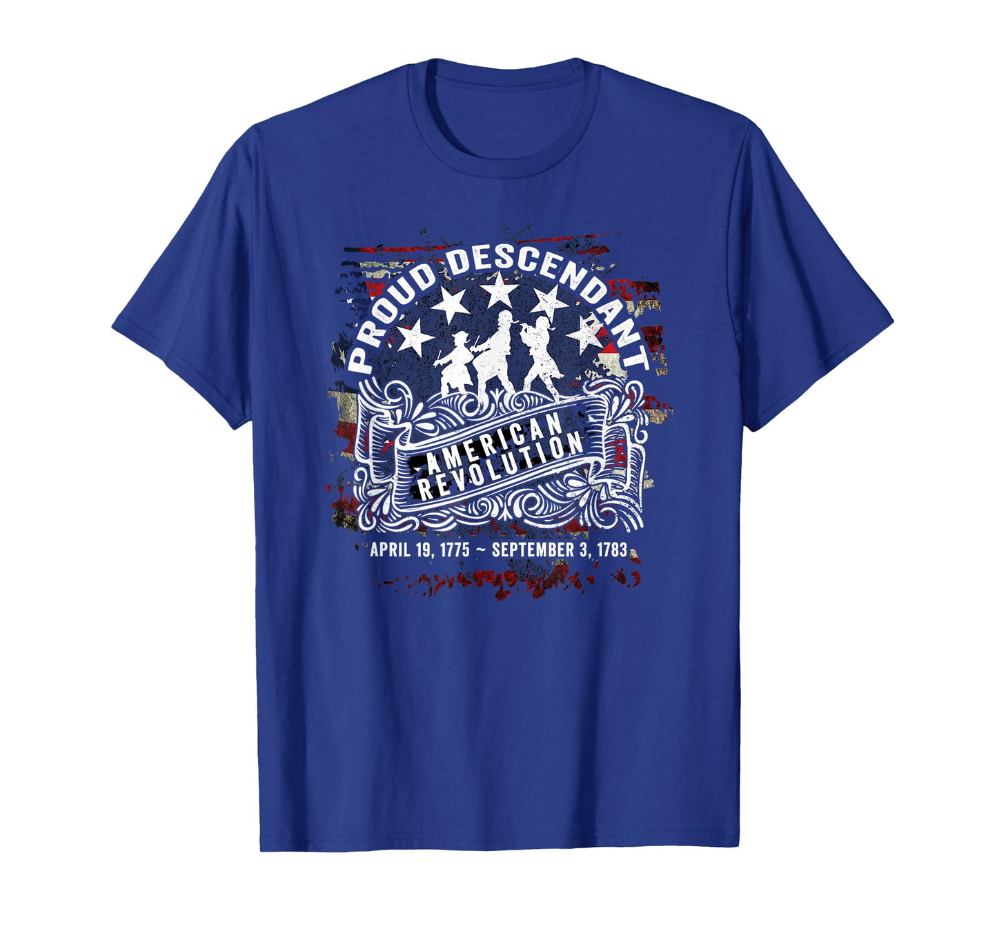 Proud Descendant American Revolution Fife and Drum Novelty T-Shirt Small