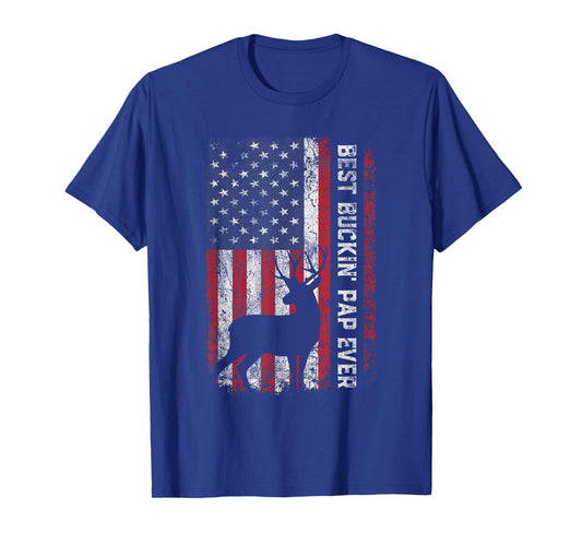 USA Flag Best Buckin' Pap Ever Deer Hunting Father's Day T-Shirt