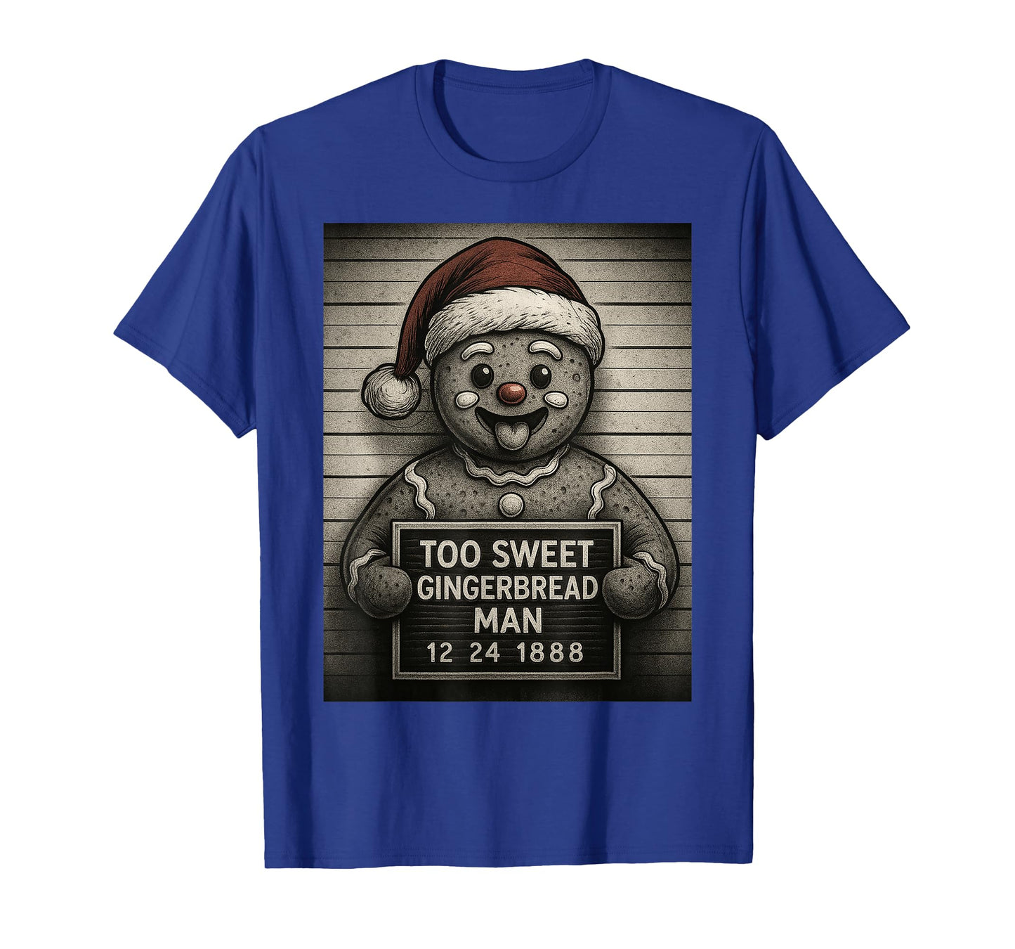 Cute Funny Gingerbread Man Mugshot Christmas Baking T-Shirt