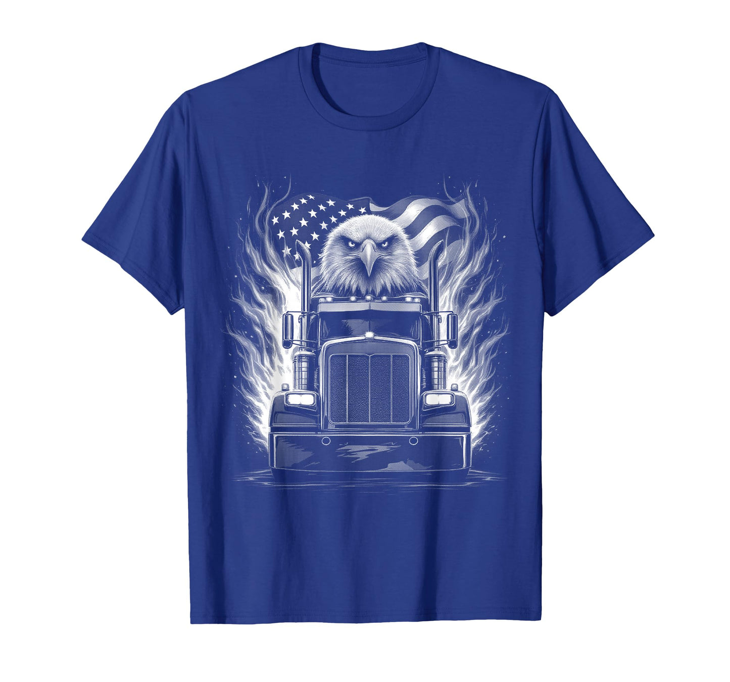 Trucker Patriotic American Flag Semi Truck Driver Eagle T-Shirt