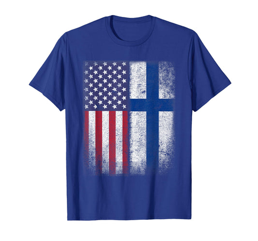 Finnish American Flag Finland Usa Sisu Suomi Gift T-Shirt